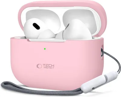 Zdjęcie produktu dla Etui Silikonowe Tech-Protect z Smyczą DO AirPods Pro 1, 2 Pudrowy Róż