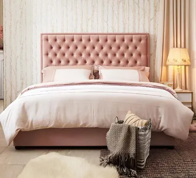 Obrázek produktu pro Postel Chesterfield Design hotelové postele 180x200cm Ložnice Kožená růžová
