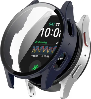 Produktbild von Strap-it Hartschalenetui mit Glasbildschirmschutz - passend für die Samsung Galaxy Watch 7 - 44mm (dunkelblau)