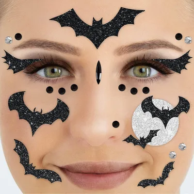 Produktbild von Glitter Face Tattoo Fledermaus Festival Goth Punk Vamp Karneval Halloween Gesicht