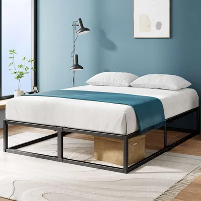 Schwarzes Metallbett mit Stauraum – modernes Design für ein stilvolles Schlafzimmer.
