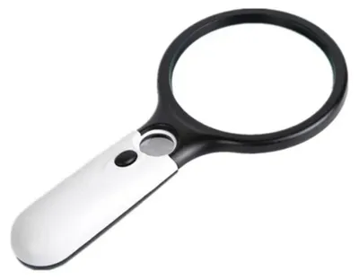 Produktbild von Handlupe mit ABS-Griff, tragbare LED-beleuchtete 3- bis 45-fache Lupe zum Lesen