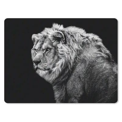 Produktbild von MuchoWow® Mauspad Mousepad Löwe - Porträt - Wildtiere - Schwarz - Weiß 40x30 cm - Mousepads - Maus Mat - Pad - Mausunterlage - Anti Rutsch