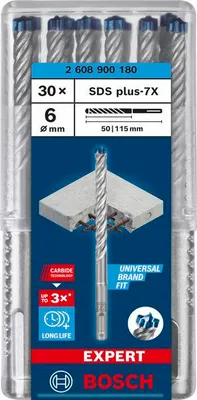 Produktbild von EXPERT SDS plus-7X Hammerbohrer-Set, 6x50x115 mm, 30-tlg.