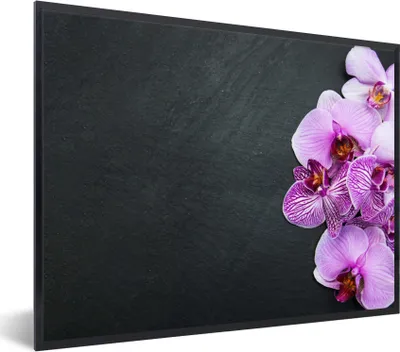 Produktbild von MuchoWow® Gerahmtes Poster Orchidee - Blumen - Rosa - Flora 40x30 cm - Poster mit Schwarzem Bilderrahmen Wandposter Rahmen Foto Bilder - Kunstposter - Wanddekorationen