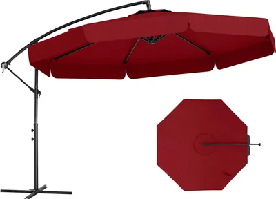 Zdjęcie produktu dla KOMFOTTEU parasol Φ305 cm, parasol wspornikowy regulowany od 0 do 35°, składany parasol ogrodowy z podstawą krzyżową i korbą, na balkon, taras, basen