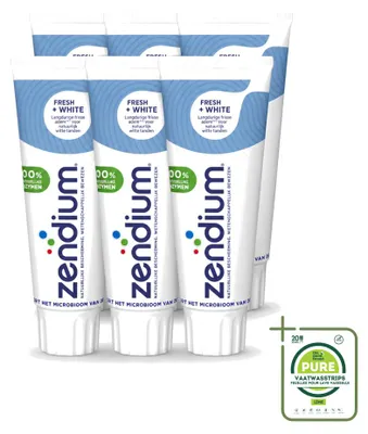 Produktbild von 6 x Zendium Fresh+White Tandpasta - 75 ml - Großpackung - 6 Stücke