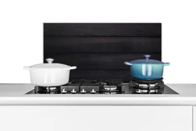 Obrázok produktu pre MuchoWow® Splashback Kuchyňa - Kuchynský backsplash - Ochrana steny pre sporák a drez Čierne pozadie s textúrou dosiek 60x30cm Alu-Dibond (alternatíva