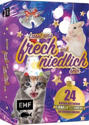 Obrázek produktu pro Adventní kalendář – sada kartiček: Buďme roztomilí a zábavní – 24 roztomilých vánočních zvířátek pro vás