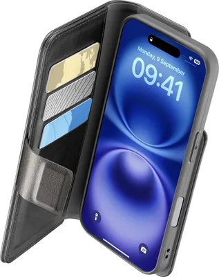 Immagine prodotto di CELLULARLINE Agenda a libro Cellularline - iPhone 16 Custodia a libro effetto pelle con chiusura magnetica