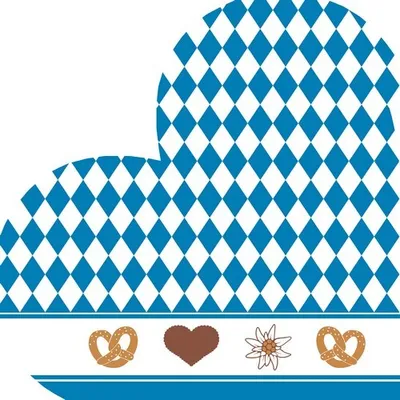 Produktbild von 12 Servietten gestanzt Bavarian Heart - Bayrisches Herz 33x33cm