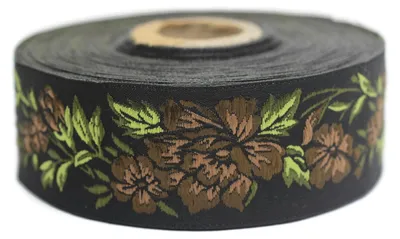 Produktbild von Jacquard-Webband – Braun und Schwarz – 10 Meter x 35 mm