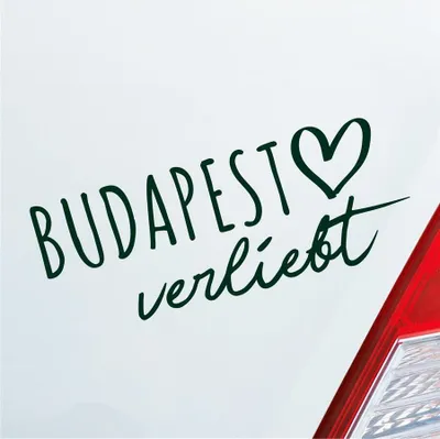 Produktbild von Auto Aufkleber Budapest verliebt Herz Stadt Heimat Liebe Car 19x8 cm Dunkelgrün Sticker Heckscheibenaufkleber