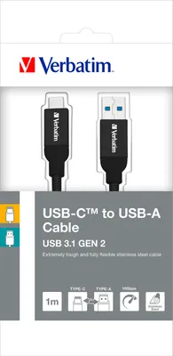 Produktbild von Verbatim USB-C to USB-A Kabel 100cm