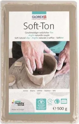 Produktbild von Soft-Ton weiss 500g lufthärtend / brennbar 1040°C