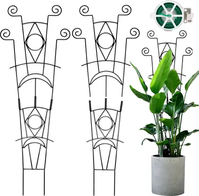 Produktbild von Stapelbares Metall-Rankgitter für Kletterpflanzen im Innen- und Außenbereich - 4er-Pack Gartenrankgitter für Topfpflanzen, rostbeständige Pflanzenstüt