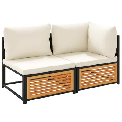 Produktbild von vidaXL Gartensofa mit Kissen 2-Sitzer Massivholz Akazie