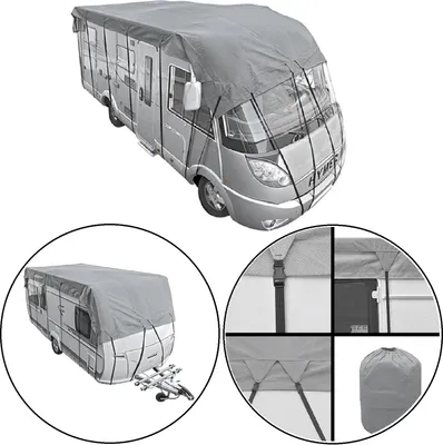 Produktbild von Abdeckplane für Wohnwagen Länge 6m Breite 3m | UV-stabil | Wohnwagen Schutzhülle mit Befestigungsbändern & Aufbewahrungstasche