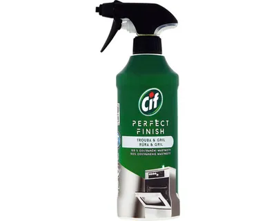 A bottle of Cif Perfect Finish Grill & Oven Cleaner.