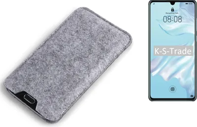 Produktbild von K-S-Trade Filz Handyhülle kompatibel mit Huawei P30 Lite Schutzhülle Filztasche Filz Tasche Case Sleeve Handy Hülle Filzhülle grau