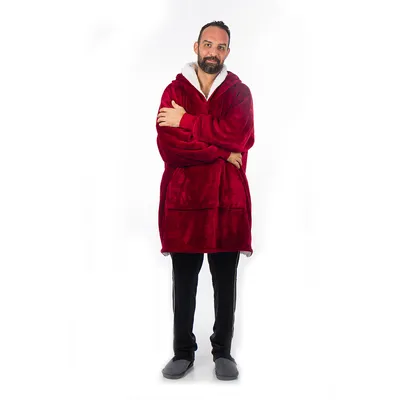 Produktbild von HomeVero - Kuscheldecke - Hoodie-Plaid - Rot