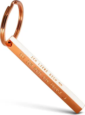 Produktbild von FABACH Cuboid Schlüsselanhänger Ich Liebe Dich bis zum Mond - Quader Schlüsselanhänger Liebe Partner aus Edelstahl - Stäbchen Anhänger mit tiefer filigraner Gravur Liebe bis zum Mond