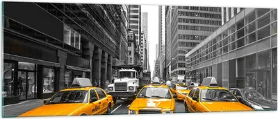 Produktbild von Bilder auf glas - Taxi Stadt Straße Transport - 140x50cm - Glasbilder - Wandbilder - Kunstdruck - zum Aufhängen bereit - Wanddekoration aus Glas - Glas Bilder - Wandbild auf Glas - GAB140x50-2695