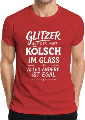 Produktbild von Kölsch Glitzer auf der Haut im Glas Lustig Köln Geschenk Herren T-Shirt, Rot, 3XL
