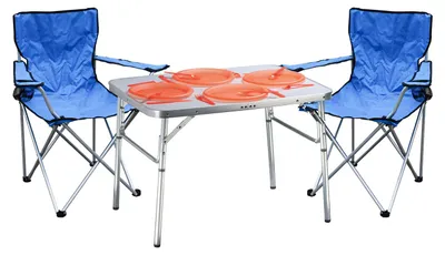Produktbild von 3-tlg. praktisches Campingmöbel Set Alu Campingtisch + 2 Anglersessel