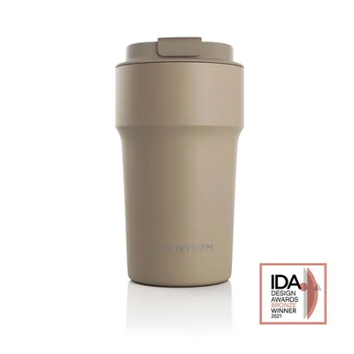 Image de LARS NYSØM Tasse à café isotherme à emporter 500 ml | Tasse de voyage isotherme sans BPA de 0,5 litre | Tasse isotherme anti-fuites pour le café à emporter 500 ml, couleur grège