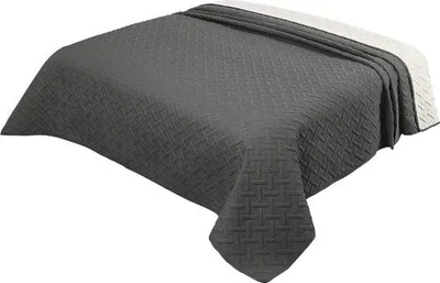 Produktbild von Famanu Sprei 240 x 260 cm - Dunkelgrau und Crème, Patchwork, Wendedesign