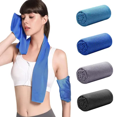 Productafbeelding van Microvezel koeltasjes, 4 stuks, 80 x 30 cm, sneldrogend, geschikt voor sport
