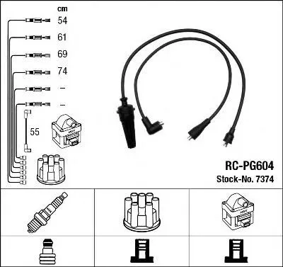 Produktbild von NGK 7374 Zündkabelsatz Zündleitungssatz passend für PEUGEOT 205 II (20A/C) 205 I Cabriolet (741B, 20D) 205 I (741A/C) 205 Kasten
