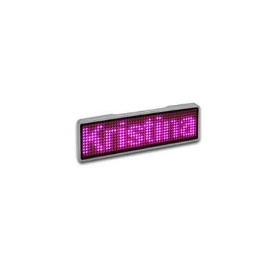 Produktbild von LED Name Tag, 11x44 Pixel, USB-C - Rahmen: silber - LED: pink