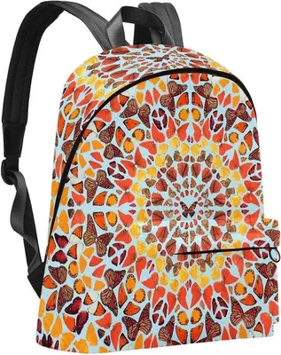 Productafbeelding van Laptop Rugzak - Reistas Schooltas - Dagelijks Gebruik - Vlinders Mandala Patroon - Tot 15.6 inch Laptop - Multicolor