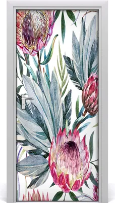 Produktbild von Tulup Türaufkleber 95x205 cm Dekorative Aufkleber Selbstklebend Wasserdichte Tapete Abnehmbar Schlafzimmer Wohnzimmer Wohnkultur - Protea Furnier Tapetenkleber