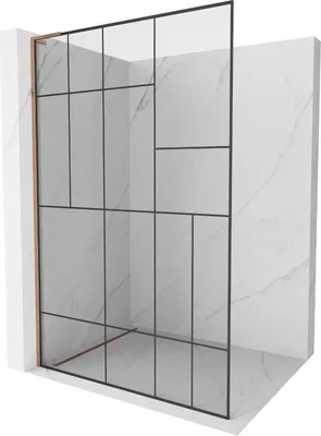 Produktbild von Mexen Kioto L Duschwand Walk-in 110 x 200 cm, schwarzes Muster, roségold - 800-110-103-60-78