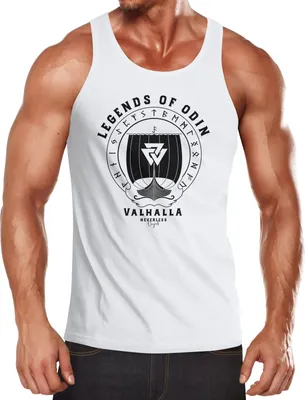 Produktbild von Herren Tank-Top Legends of Odin Valhalla Vinkings Wikinger Muskelshirt Muscle Shirt Neverless® weiß XXL