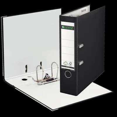 Produktbild von Leitz Plastic Lever Arch File A4 80mm 180°, 81 mm, 320 mm, 490 g, Schwarz