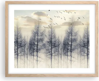 Produktbild von Gerahmtes Poster - Rahmen in heller Eiche - Bäume Vögel Himmel - 50x40 cm - Wand Bild - Wanddeko - Wandbilder - Kunstposter - Wandposter - Bilderrahmen - Bilder - Kunstdruck - P2NAA50x40-4546
