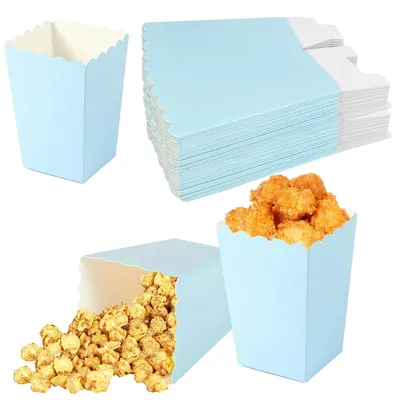 48 Popcorntüten aus Papier, 7,5x5,5x11 cm, blau
