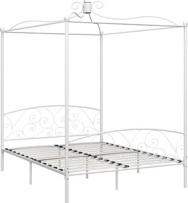 Produktbild von vidaXL Himmelbett-Gestell Weiß Metall 160 x 200 cm