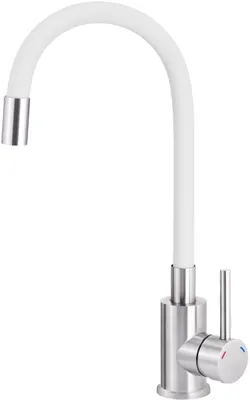 Produktbild von Weiße Küchenarmatur mit flexiblem Auslauf Luno