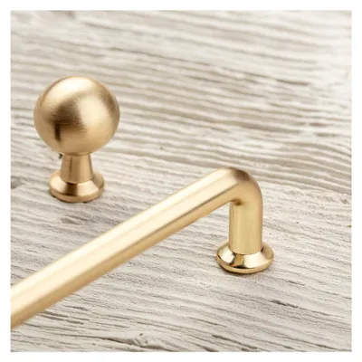 Produktbild von Möbelgriff NORD | Griff | Länge 14,6 cm | Bohrlochabstand 12,8 cm | ZnAl | Gold gebürstet