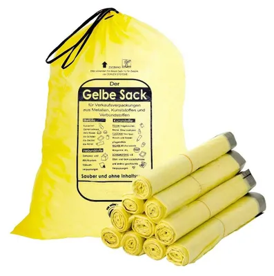 Produktbild von ARLI Set: 130x Der Gelbe Sack 90L mit Zugband HDPE Müllbeutel gelbe Müllsäcke ( 10 Rollen je 13 Stück )