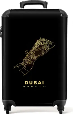 Produktbild von NoBoringSuitcases.com® Koffer Handgepäck Trolley Rollkoffer Kleine Reisekoffer mit 4 Rollen - Stadtplan - Dubai - Karte - Gold - Luxus - Cabin Size < 55x40x23 cm & 55x40x20 cm - Fotokoffer - Kabinenkoffer - BoardgepäckHandgepäck Koffer 55x35x20 cm, 36L,