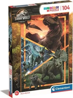 Produktbild von Puzzle, Clementoni Jurassic World Super Color, 104 Teile, 48,5 x 33,5 cm, Ab 6 Jahren