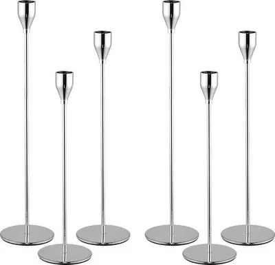 Produktbild von Famanu Kandelaarhalter Set von 6 - Hohe Metallkandelaber für taperförmige Kerzen
