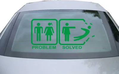 Produktbild von Indigos UG - Aufkleber Heckscheibe & Motorklappe DE6156 - grün - 600x285 mm - problem solved - Auto Scheiben Fenster Heckklappe Tuning Racing JDM - Die cut