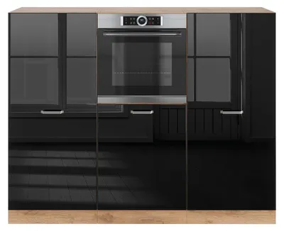 Produktbild von Einbauküche  Vicco R-Line Schwarz Hochglanz/Goldkraft Eiche 180 cm ohne Arbeitsplatte, Model 40977
